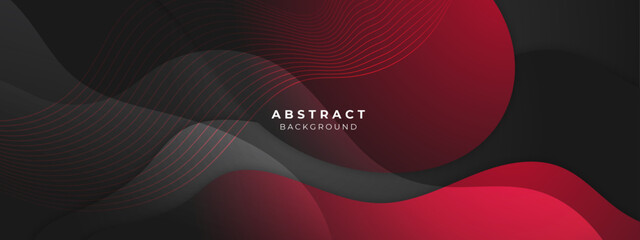 Modern black and red geometric shapes 3d abstract technology background. Vector abstract graphic design banner pattern presentation background web template.
