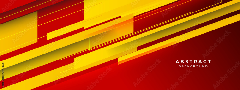 Poster modern abstract red and yellow element design background