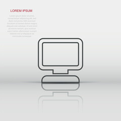 Vector computer icon in flat style. Monitor sign illustration pictogram. Pc business concept.
