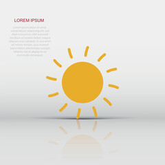 Vector sun icon in flat style. Sun with ray sign illustration pictogram. Sunshine business concept.