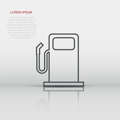 Vector fuel gas station icon in flat style. Car petrol pump sign illustration pictogram. Fuel business concept.