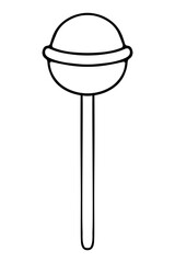 Round lollipop. Sketch. Sweet treat for kids. Vector illustration. Outline on isolated background. Doodle style. Coloring book for children. Delicious caramel. Idea for web design.
