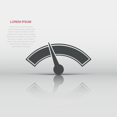 Vector dashboard icon in flat style. Level meter sign illustration pictogram. Speed business concept.