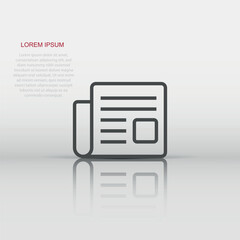 Vector newspaper icon in flat style. News sign illustration pictogram. Newsletter business concept.