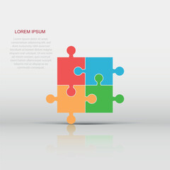 Colorful jigsaw puzzle vector. Flat illustration. Puzzle game.