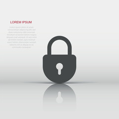Vector lock icon in flat style. Padlock locker sign illustration pictogram. Padlock business concept.