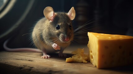 Little mouse eats cheese. Generative AI