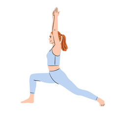 Jeune femme rousse qui fait un étirement de yoga