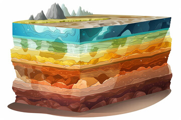 geological layers of rocks, created by a neural network, Generative AI technology - obrazy, fototapety, plakaty