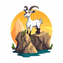 playful goat standing on a rock