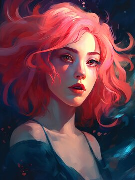 Portraiot of female fictional character with red hair color, beautiful and stunning. Generative ai