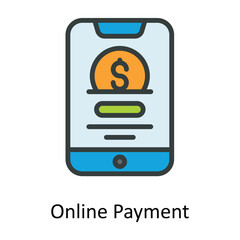 Online Payment Vector  Fill outline Icons. Simple stock illustration stock