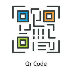 Fototapeta na wymiar Qr Code Vector Fill outline Icons. Simple stock illustration stock