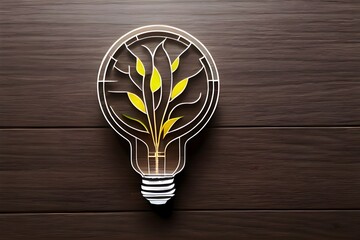 An eco-friendly lightbulb with shoots inside, embodying the concept of renewable energy sources and caring for the environment. Generative AI