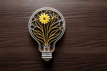 An eco-friendly lightbulb with flower inside, embodying the concept of renewable energy sources and caring for the environment. Generative AI