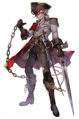 海賊の男性キャラクターの全身イラスト(AI generated image)