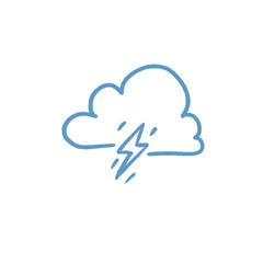 Cloud with thunder blue outline 