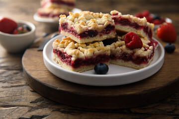 Homemade berry pie with streusel