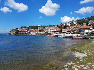 Fototapeta na wymiar Ohrid Lake in bright summer day, Macedonia
