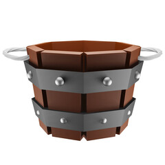 3d illustration of a wooden bucket