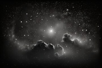 monochromatic night sky with stars and clouds. Generative AI