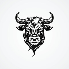 Vector image of a buffalo head on a white background. Tattoo design.