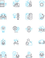 Renewable energies linear icons set. Solar, Wind, Hydro, Geothermal, Biomass, Tidal, Biofuels line vector and concept signs. Hydropower,Photovoltaic,Wave outline illustrations