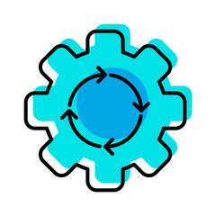 gear and circle system industry outline icon vector illustration