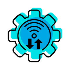gear and internet system industry outline icon vector illustration