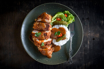 Chicken katsu with the rice 