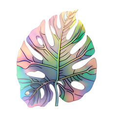 stained glass monstera leaf on a transparent background