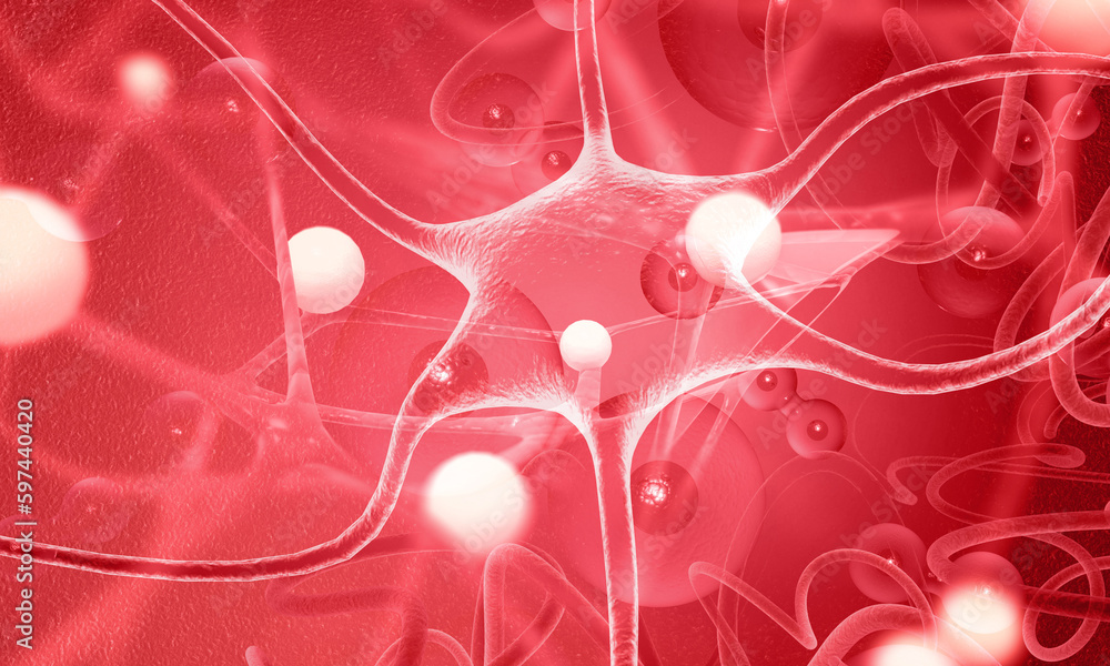 Poster neuron cells electrical activity.neuronal network . 3d illustration..