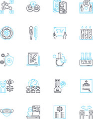 Microorganisms linear icons set. acteria, virus, fungi, parasites, protozoa, algae, mold line vector and concept signs. yeast, microbiome, microbiota outline illustrations