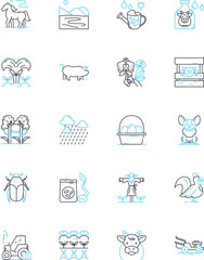 Gardening linear icons set. Soil, Seeds, Plants, Fertilizer, Compost, Watering, Pruning line vector and concept signs. Weeding,Mulch,Sunlight outline illustrations