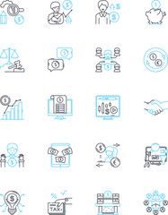 Equity fund linear icons set. Investment, Portfolio, Returns, Stocks, Capital, Assets, Strategy line vector and concept signs. Growth,Fund,Diversification outline illustrations
