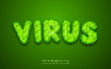 Fototapeta na wymiar Virus 3D editable text style effect 