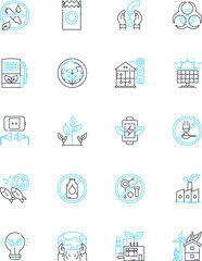Green fuels linear icons set. Ethanol, Biogasoline, Biodiesel, Hydrogen, Methane, Propane, Electricity line vector and concept signs. Butanol,Biomethane,Bioethanol outline illustrations