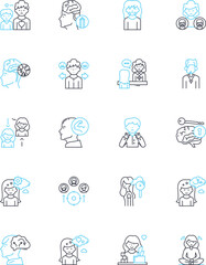 Empathy and understanding linear icons set. Empathy, Understanding, Compassion, Kindness, Empathetic, Sensitivity, Tolerance line vector and concept signs. Sympathy,Listening,Patience outline