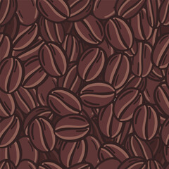 Coffee beans seamless pattern background. Hand drawn vector illustration.