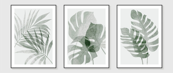 Botanical wall art vector set. Water color boho foliage line art drawing with abstract shape. Abstract Plant Art design for print, cover, wallpaper, Minimal and natural wall art.
