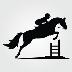 Horses Silhouette, Horse Racing, Horse Riding Equine Equestrian Race, Outline Horse Rider Vector Jockey Pony	