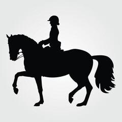 Horses Silhouette, Horse Racing, Horse Riding Equine Equestrian Race, Outline Horse Rider Vector Jockey Pony	