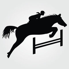 Horses Silhouette, Horse Racing, Horse Riding Equine Equestrian Race, Outline Horse Rider Vector Jockey Pony	
