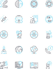 Chemical analysis linear icons set. Spectroscopy, Chromatography, Mass-spectrometry, Elemental-analysis, Solvent-extraction, Gas-chromatography, Ultraviolet-spectroscopy line vector and concept signs