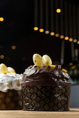 Easter cakes on a wooden table
