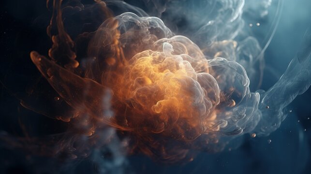 Beautiful abstract image of nebulous macro with glowing light, cellular level size, Generative Ai