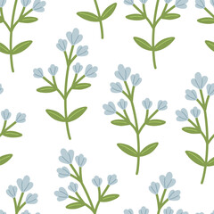 Seamless pattern with blue flowers on a white background vector
