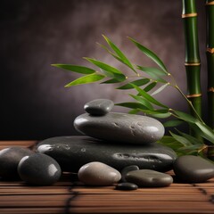 zen stones and bamboo.