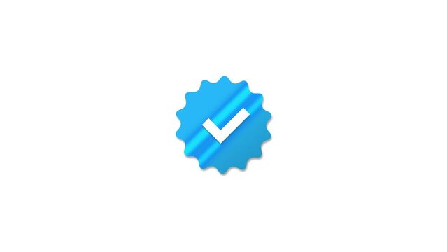 Blue tick checkmark popups on isolated background. Social media verified user status badge concept 4K footage