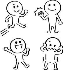 様々なジェスチャーの棒人間セット